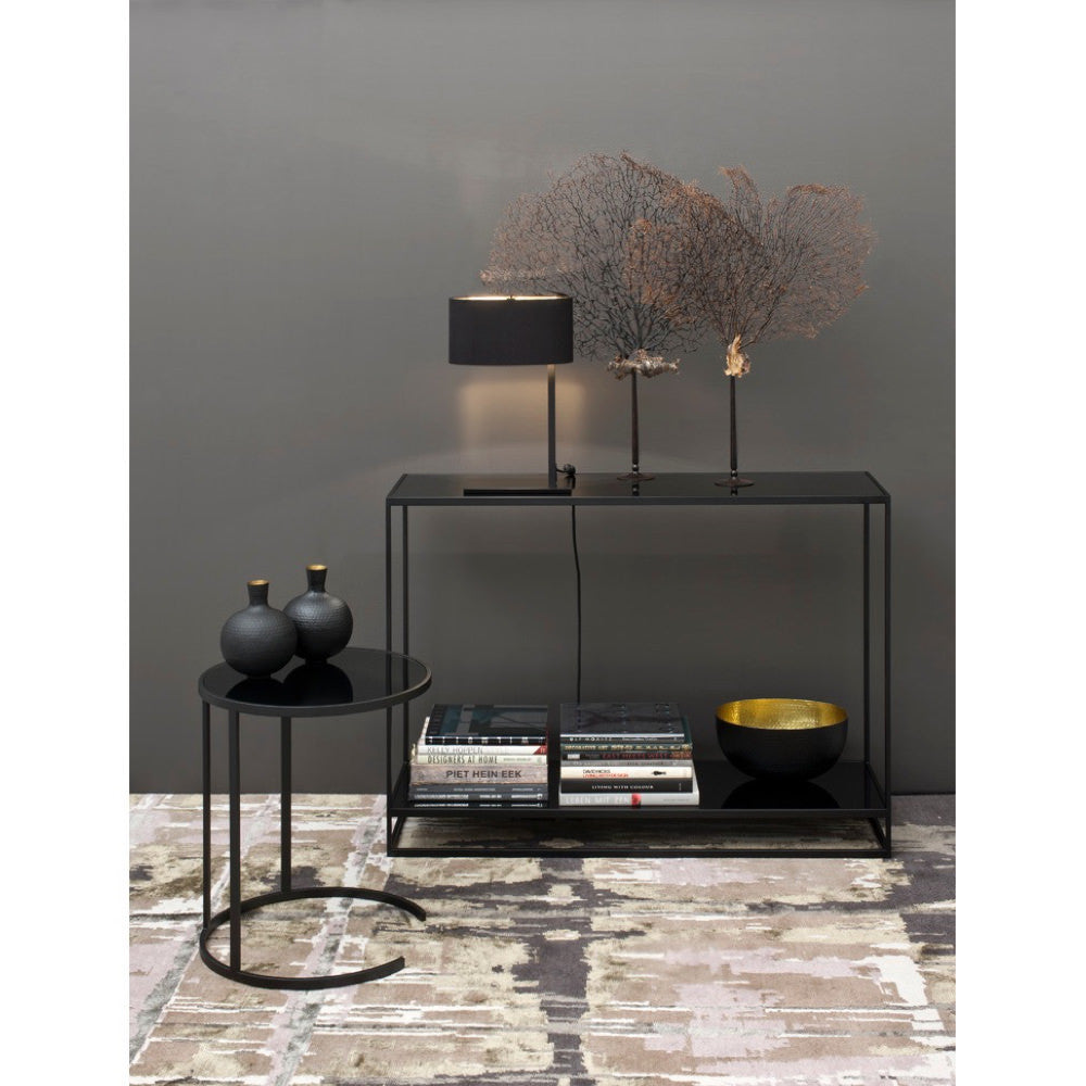 luxury black metal and glass console table