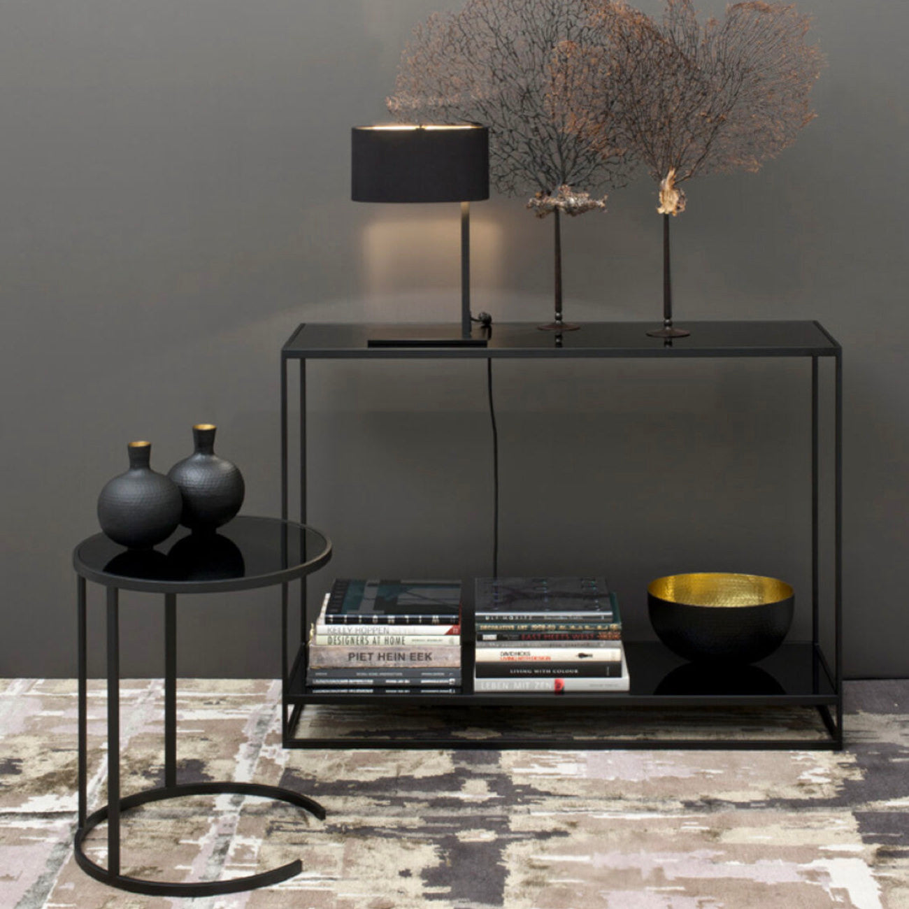 black designer metal tables - Christine Kröncke Interior Design