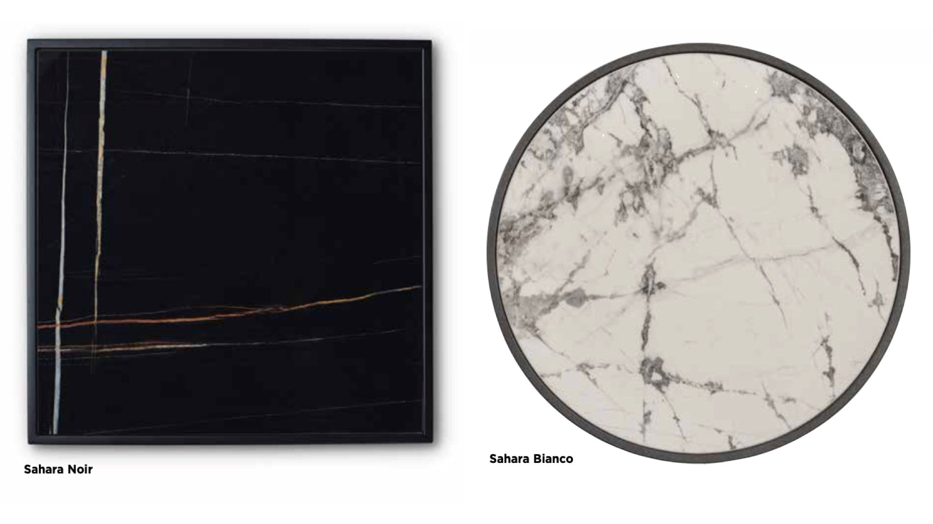 Sahara Noir and Sahara Bianco material samples Christine Kröncke Interior Design