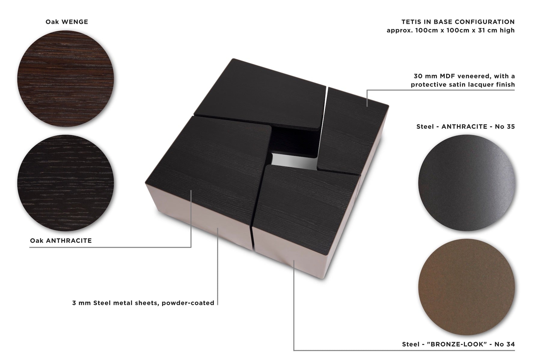 TETIS coffee table object materials by Christine Kröncke Interior Design